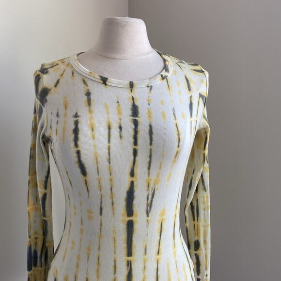 AGOLDE Bodysuit Womens Sz Large Yellow Tie Dye Boho Supima Cotton Boho Festival - Picture 3 of 9